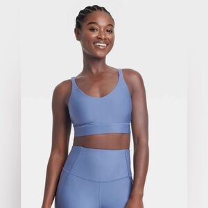 Workout Sports Bra NWT 4X Midline Adjustable Pads Straps Blue Moisture Wick NEW